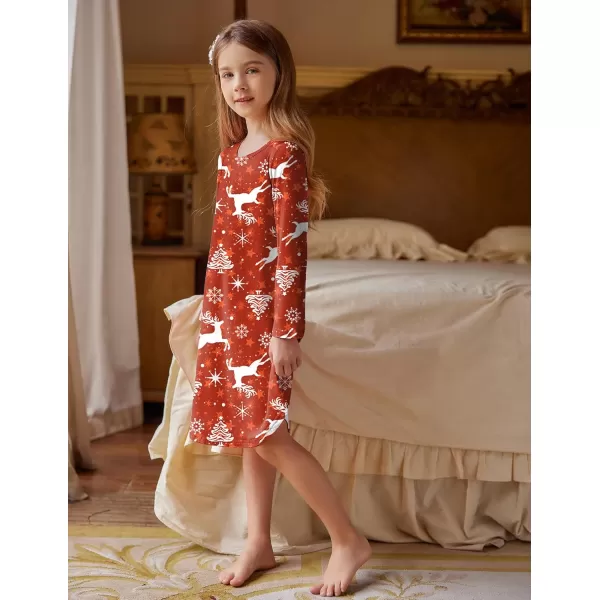 Arshiner Girls Nightgowns Long Sleeve Print Pajamas Nightdress for Kids Soft Sleep Wear Nighties