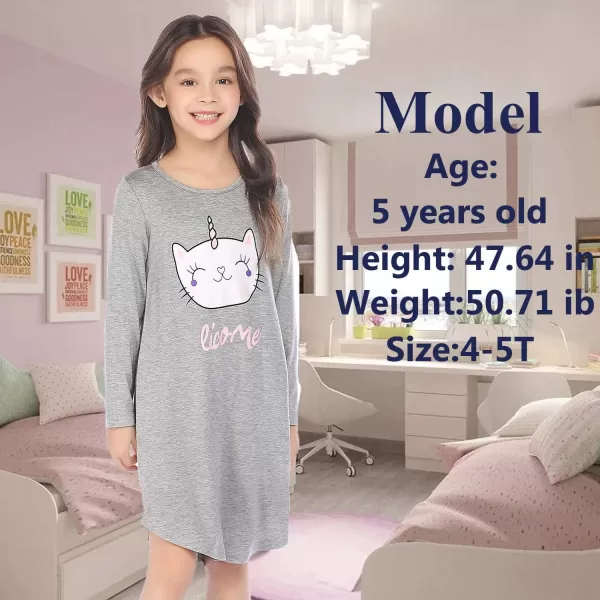 Arshiner Girls Nightgowns Long Sleeve Print Pajamas Nightdress for Kids Soft Sleep Wear Nighties