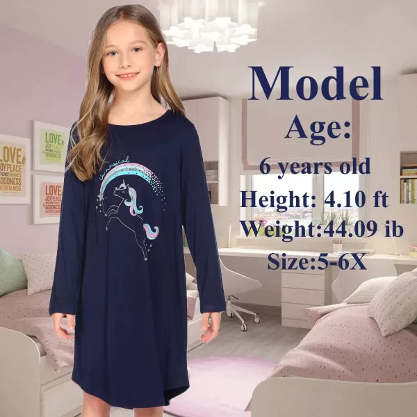 Arshiner Girls Nightgowns Long Sleeve Print Pajamas Nightdress for Kids Soft Sleep Wear Nighties