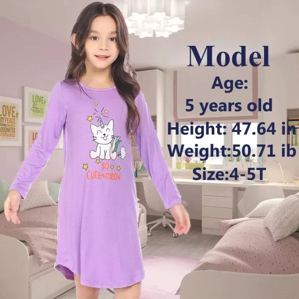 Arshiner Girls Nightgowns Long Sleeve Print Pajamas Nightdress for Kids Soft Sleep Wear Nighties