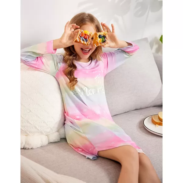 Arshiner Girls Nightgowns Long Sleeve Print Pajamas Nightdress for Kids Soft Sleep Wear Nighties