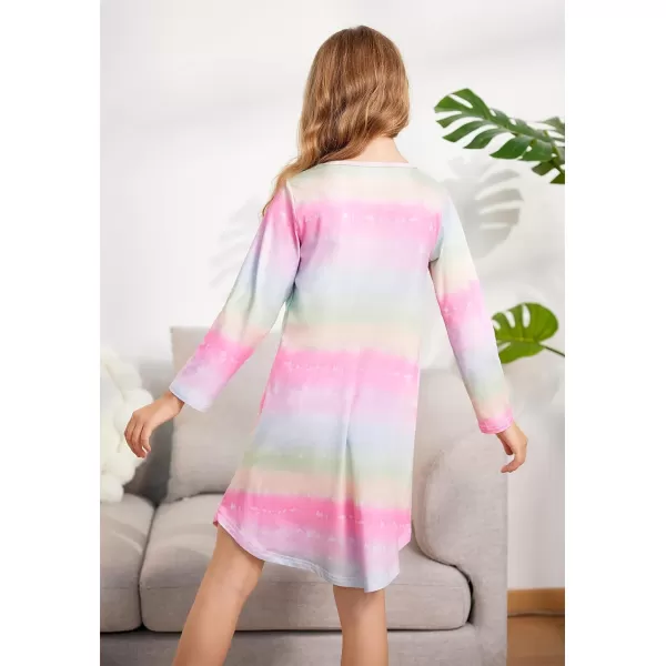 Arshiner Girls Nightgowns Long Sleeve Print Pajamas Nightdress for Kids Soft Sleep Wear Nighties