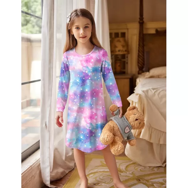 Arshiner Girls Nightgowns Long Sleeve Print Pajamas Nightdress for Kids Soft Sleep Wear Nighties