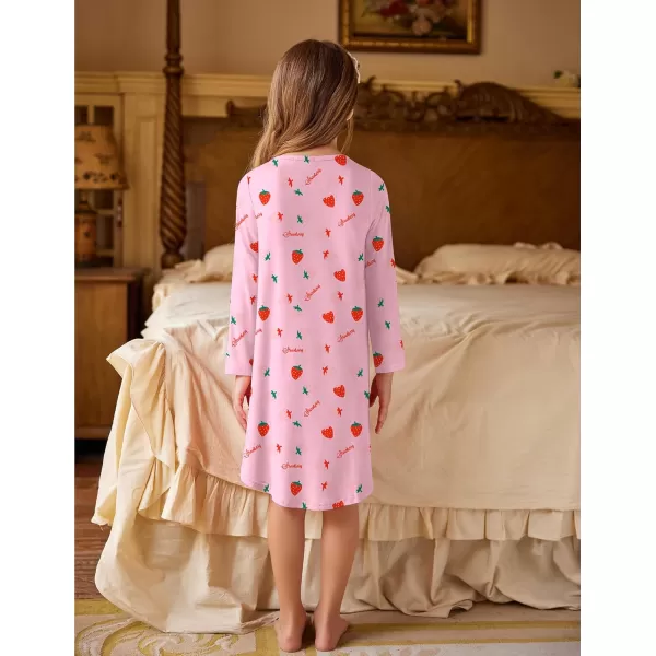Arshiner Girls Nightgowns Long Sleeve Print Pajamas Nightdress for Kids Soft Sleep Wear Nighties