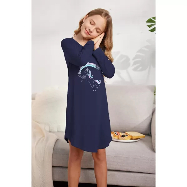 Arshiner Girls Nightgowns Long Sleeve Print Pajamas Nightdress for Kids Soft Sleep Wear Nighties
