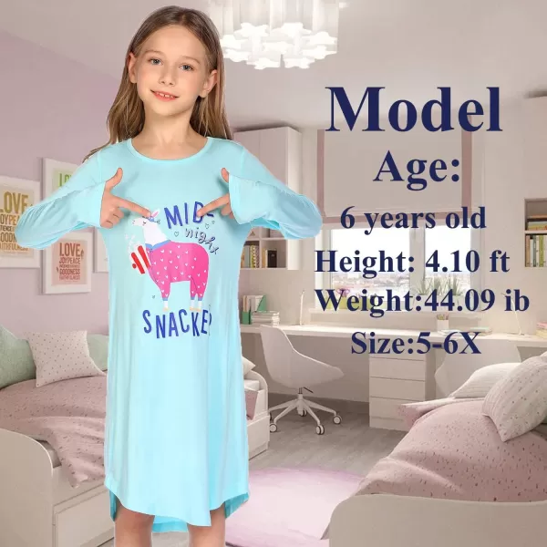 Arshiner Girls Nightgowns Long Sleeve Print Pajamas Nightdress for Kids Soft Sleep Wear Nighties