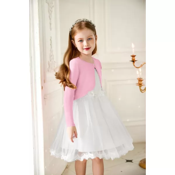 Arshiner Girls Open Front Shrug Cardigan Kids Children Knit Long Sleeve Bolero with Button Closure