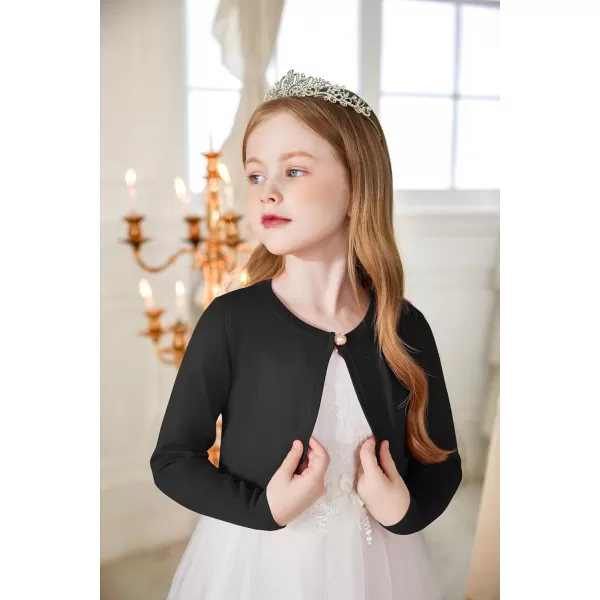 Arshiner Girls Open Front Shrug Cardigan Kids Children Knit Long Sleeve Bolero with Button Closure