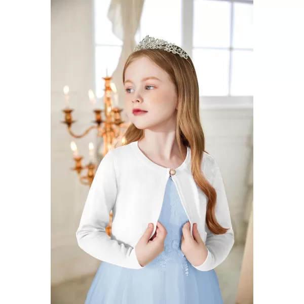 Arshiner Girls Open Front Shrug Cardigan Kids Children Knit Long Sleeve Bolero with Button Closure