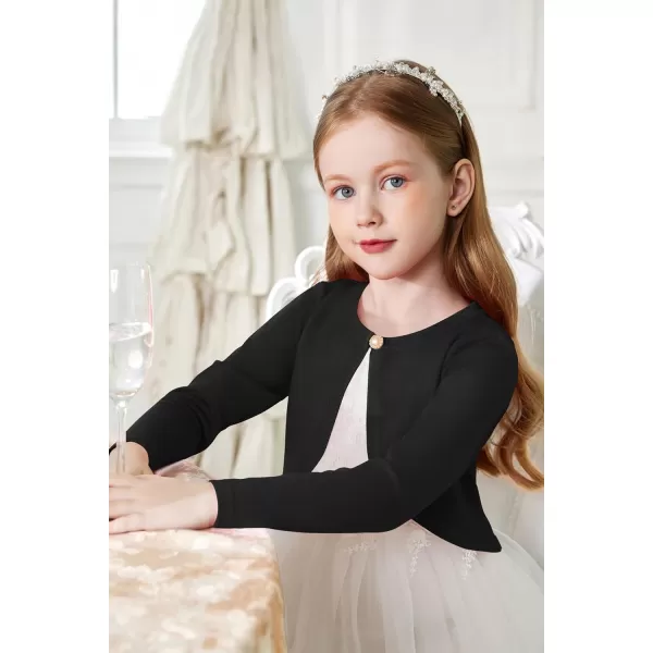 Arshiner Girls Open Front Shrug Cardigan Kids Children Knit Long Sleeve Bolero with Button Closure