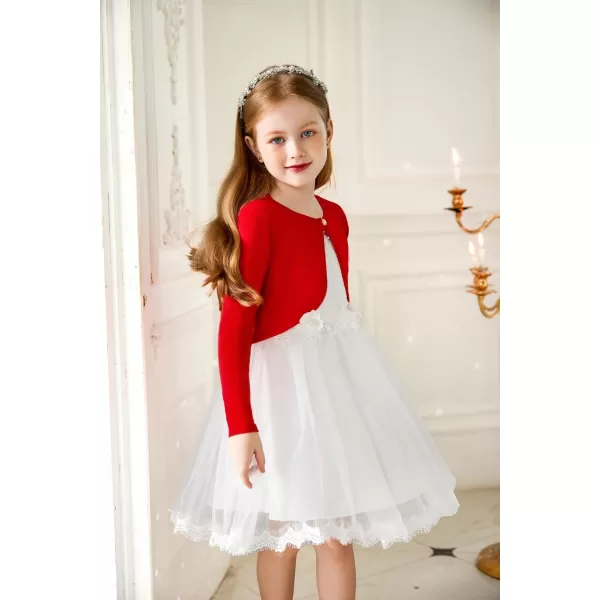 Arshiner Girls Open Front Shrug Cardigan Kids Children Knit Long Sleeve Bolero with Button Closure