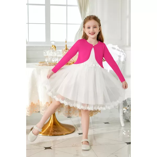 Arshiner Girls Open Front Shrug Cardigan Kids Children Knit Long Sleeve Bolero with Button Closure