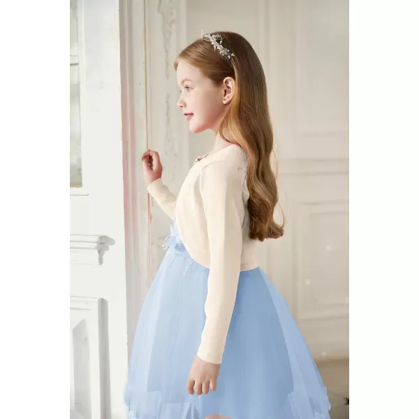 Arshiner Girls Open Front Shrug Cardigan Kids Children Knit Long Sleeve Bolero with Button Closure