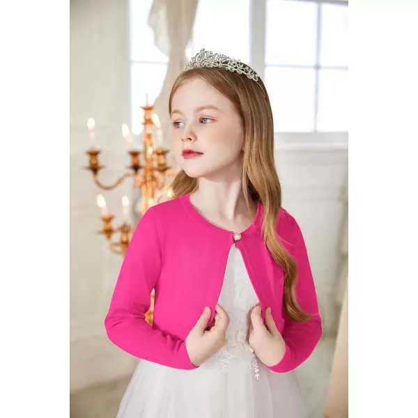 Arshiner Girls Open Front Shrug Cardigan Kids Children Knit Long Sleeve Bolero with Button Closure