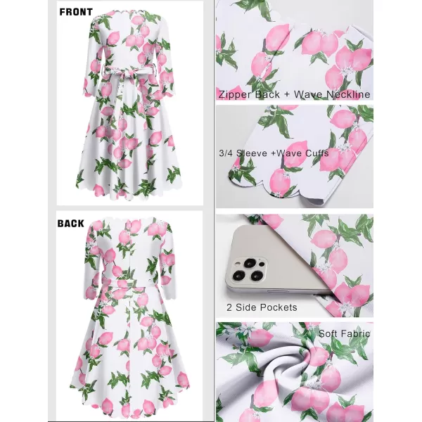 Arshiner Girls Party Dress Scallop Trim Belted A-Line Formal Midi Dresses with Pockets for 6-15Y