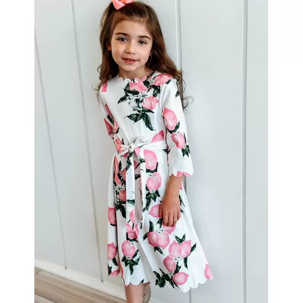 Arshiner Girls Party Dress Scallop Trim Belted A-Line Formal Midi Dresses with Pockets for 6-15Y