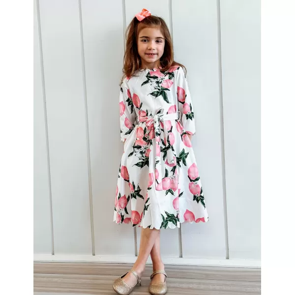 Arshiner Girls Party Dress Scallop Trim Belted A-Line Formal Midi Dresses with Pockets for 6-15Y
