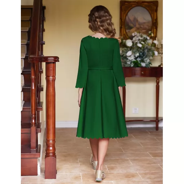 Arshiner Girls Party Dress Scallop Trim Belted A-Line Formal Midi Dresses with Pockets for 6-15Y