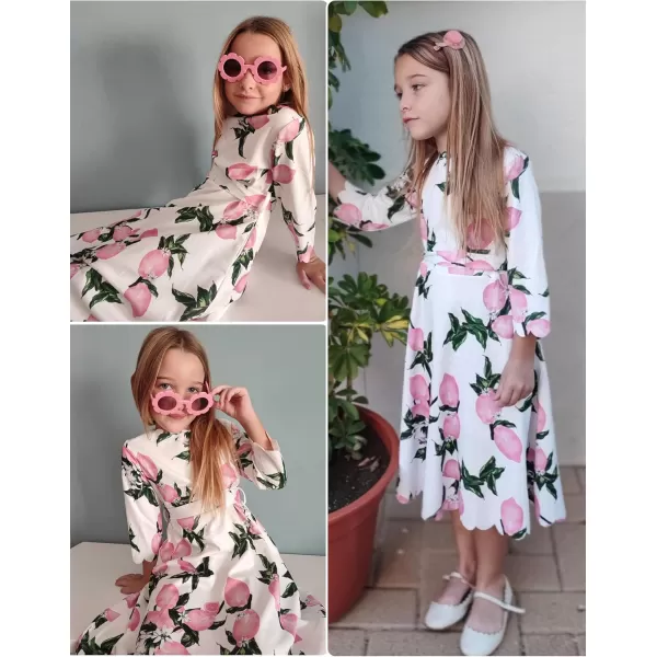 Arshiner Girls Party Dress Scallop Trim Belted A-Line Formal Midi Dresses with Pockets for 6-15Y