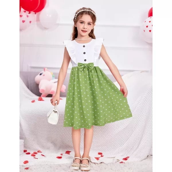 Arshiner Toddler Dress Girls Ruffle Sleeve Summer Dresses Cute Bow Tie Botton Down Party Sundress for 2-7 Years