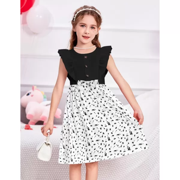 Arshiner Toddler Dress Girls Ruffle Sleeve Summer Dresses Cute Bow Tie Botton Down Party Sundress for 2-7 Years