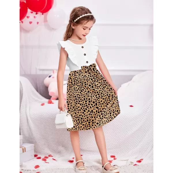 Arshiner Toddler Dress Girls Ruffle Sleeve Summer Dresses Cute Bow Tie Botton Down Party Sundress for 2-7 Years