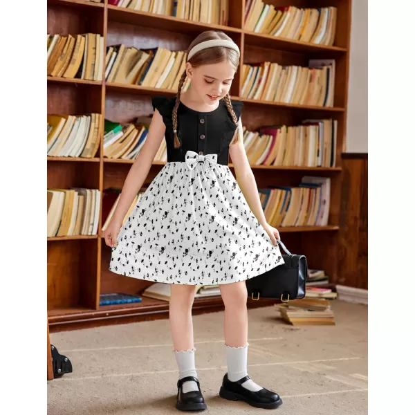Arshiner Toddler Dress Girls Ruffle Sleeve Summer Dresses Cute Bow Tie Botton Down Party Sundress for 2-7 Years