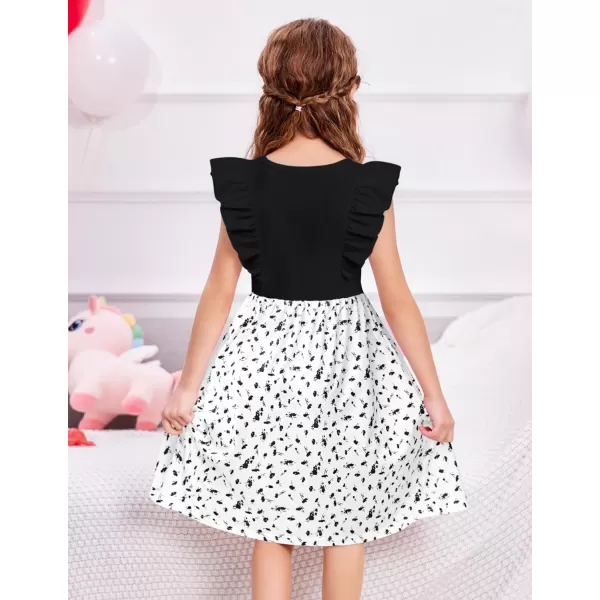 Arshiner Toddler Dress Girls Ruffle Sleeve Summer Dresses Cute Bow Tie Botton Down Party Sundress for 2-7 Years