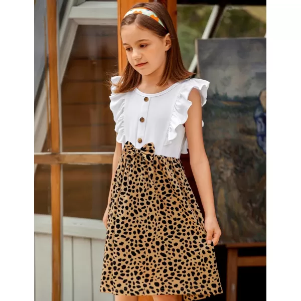 Arshiner Toddler Dress Girls Ruffle Sleeve Summer Dresses Cute Bow Tie Botton Down Party Sundress for 2-7 Years