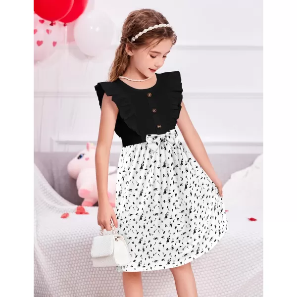 Arshiner Toddler Dress Girls Ruffle Sleeve Summer Dresses Cute Bow Tie Botton Down Party Sundress for 2-7 Years