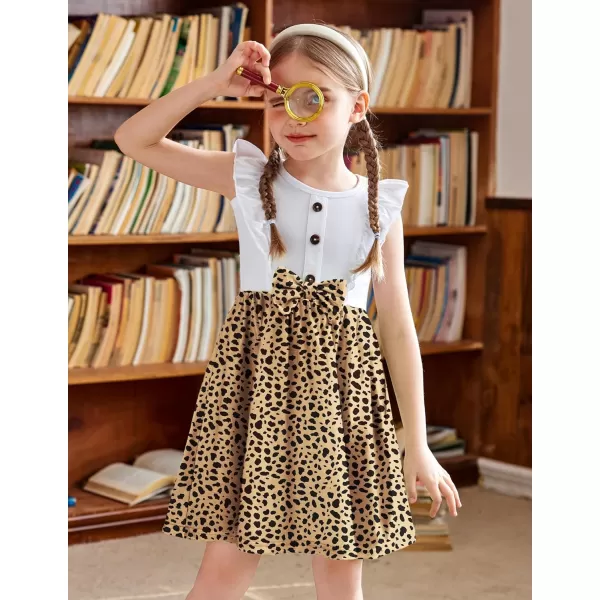 Arshiner Toddler Dress Girls Ruffle Sleeve Summer Dresses Cute Bow Tie Botton Down Party Sundress for 2-7 Years