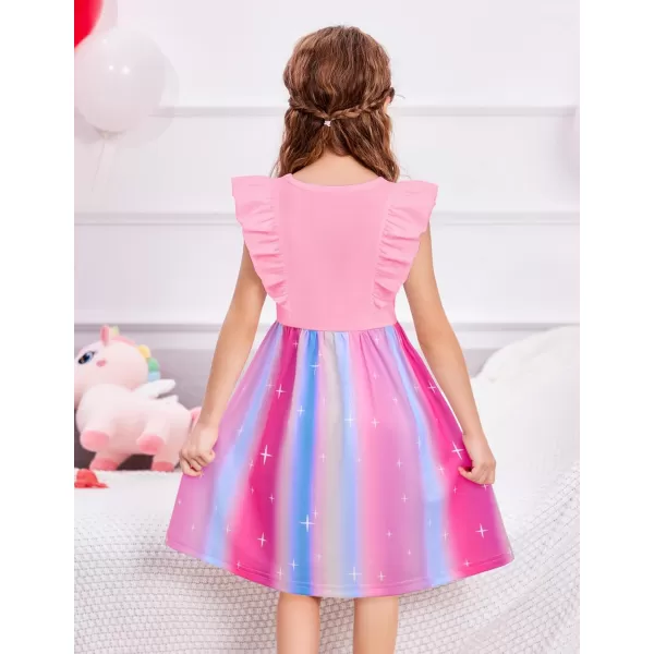 Arshiner Toddler Dress Girls Ruffle Sleeve Summer Dresses Cute Bow Tie Botton Down Party Sundress for 2-7 Years