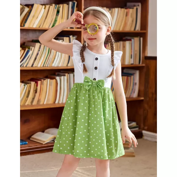 Arshiner Toddler Dress Girls Ruffle Sleeve Summer Dresses Cute Bow Tie Botton Down Party Sundress for 2-7 Years