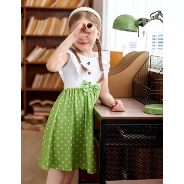 Arshiner Toddler Dress Girls Ruffle Sleeve Summer Dresses Cute Bow Tie Botton Down Party Sundress for 2-7 Years