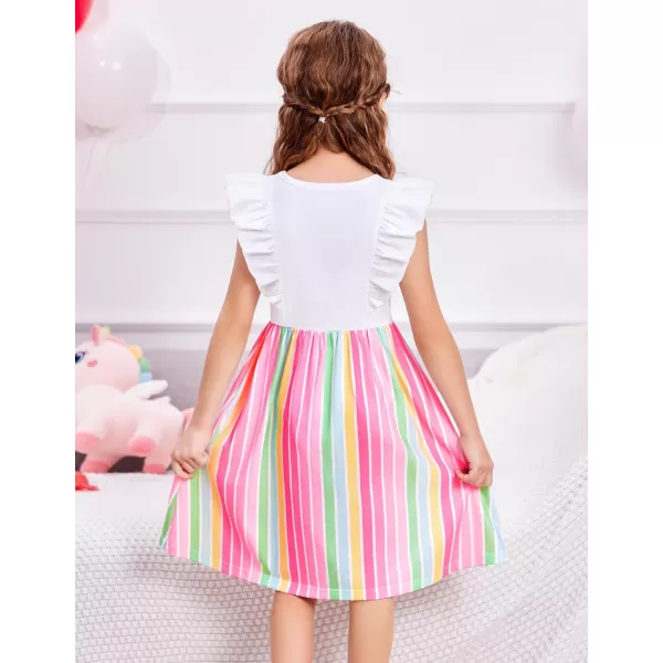 Arshiner Toddler Dress Girls Ruffle Sleeve Summer Dresses Cute Bow Tie Botton Down Party Sundress for 2-7 Years