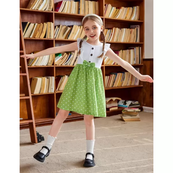 Arshiner Toddler Dress Girls Ruffle Sleeve Summer Dresses Cute Bow Tie Botton Down Party Sundress for 2-7 Years