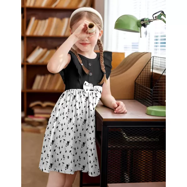 Arshiner Toddler Dress Girls Ruffle Sleeve Summer Dresses Cute Bow Tie Botton Down Party Sundress for 2-7 Years