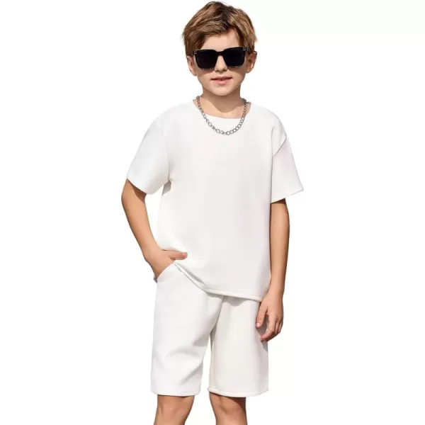Arshiner Boys Drop Shoulder T-Shirt &amp; Drawstring Waist Shorts with Chain Necklace Summer Casual Outfits 