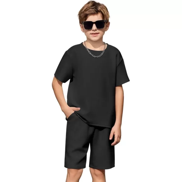 Arshiner Boys Drop Shoulder T-Shirt &amp; Drawstring Waist Shorts with Chain Necklace Summer Casual Outfits 
