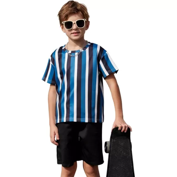 Arshiner Boys Drop Shoulder T-Shirt &amp; Drawstring Waist Shorts with Chain Necklace Summer Casual Outfits 