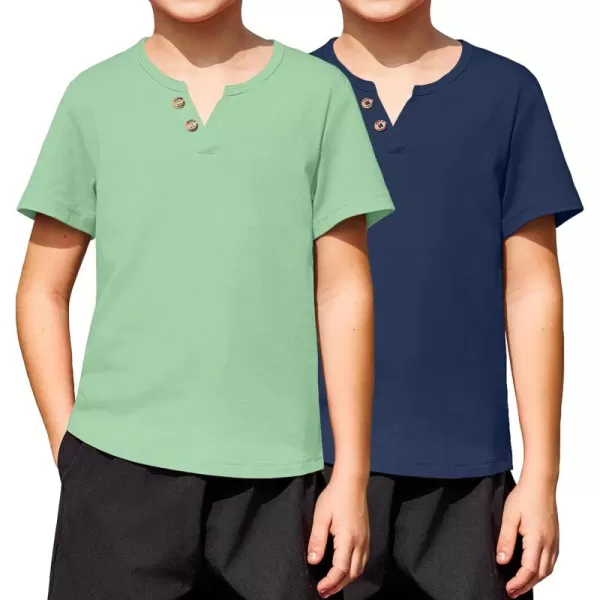 Arshiner Boy's Henley Shirt Soft Style T-Shirt with Multi Color Size 6-16, 2-Pack