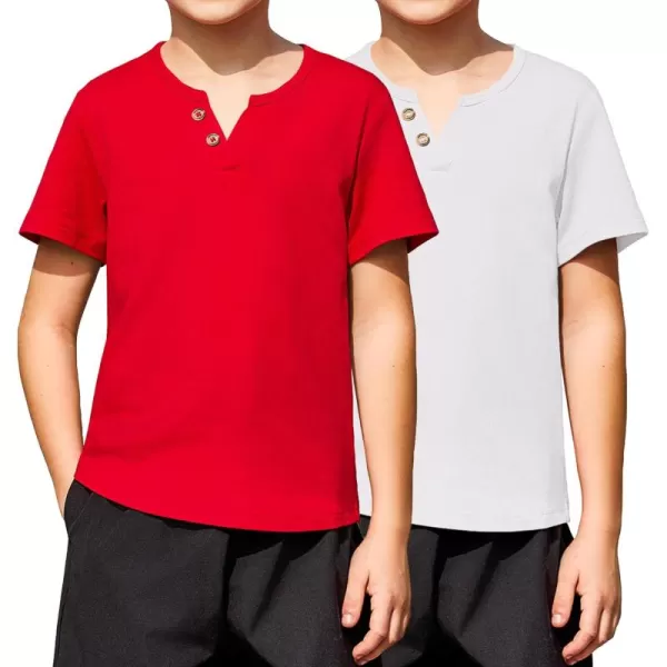 Arshiner Boy's Henley Shirt Soft Style T-Shirt with Multi Color Size 6-16, 2-Pack