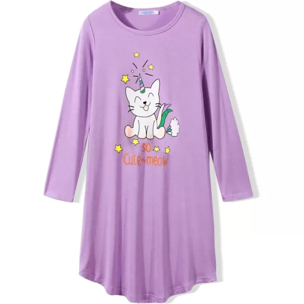 Arshiner Girls Nightgowns Long Sleeve Print Pajamas Nightdress for Kids Soft Sleep Wear Nighties