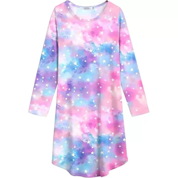 Arshiner Girls Nightgowns Long Sleeve Print Pajamas Nightdress for Kids Soft Sleep Wear Nighties