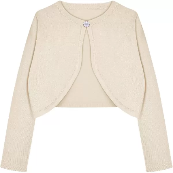 Arshiner Girls Open Front Shrug Cardigan Kids Children Knit Long Sleeve Bolero with Button Closure