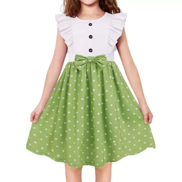 Arshiner Toddler Dress Girls Ruffle Sleeve Summer Dresses Cute Bow Tie Botton Down Party Sundress for 2-7 Years