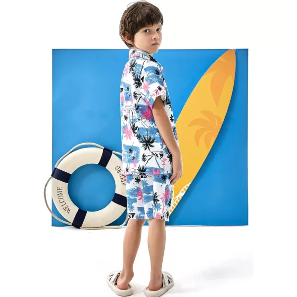 Arshiner Boys 2 Piece Outfits Hawaiian Shorts Sets Button Down Shirt and Shorts Summer Beach Clothes for 4~12 Years