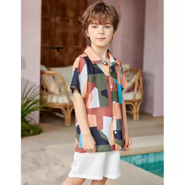 Arshiner Boys 2 Piece Outfits Hawaiian Shorts Sets Button Down Shirt and Shorts Summer Beach Clothes for 4~12 Years