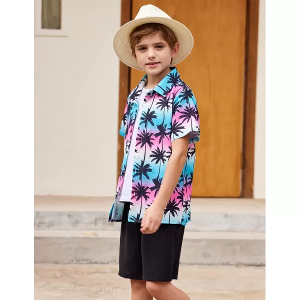Arshiner Boys 2 Piece Outfits Hawaiian Shorts Sets Button Down Shirt and Shorts Summer Beach Clothes for 4~12 Years
