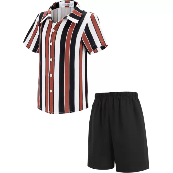 Arshiner Boys 2 Piece Outfits Hawaiian Shorts Sets Button Down Shirt and Shorts Summer Beach Clothes for 4~12 Years